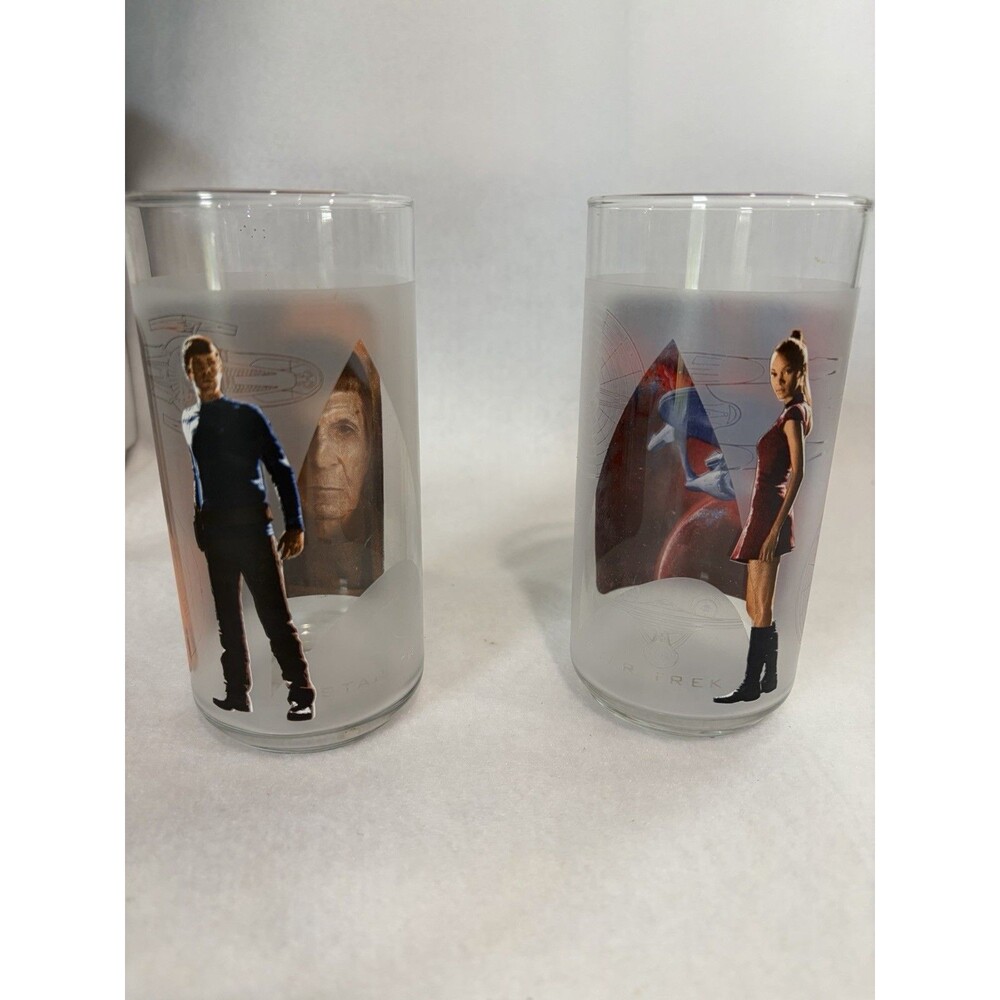 Set Of 2 2008 Limited Edition Star Trek Drinking Glasses Release By Burger King